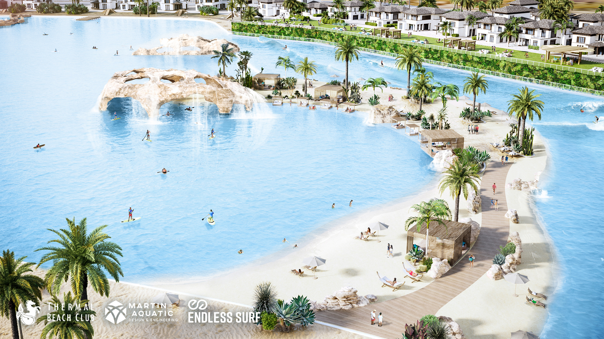 Rendering of the 20-acre lake planned for Thermal Beach Club in Coachella Valley, California