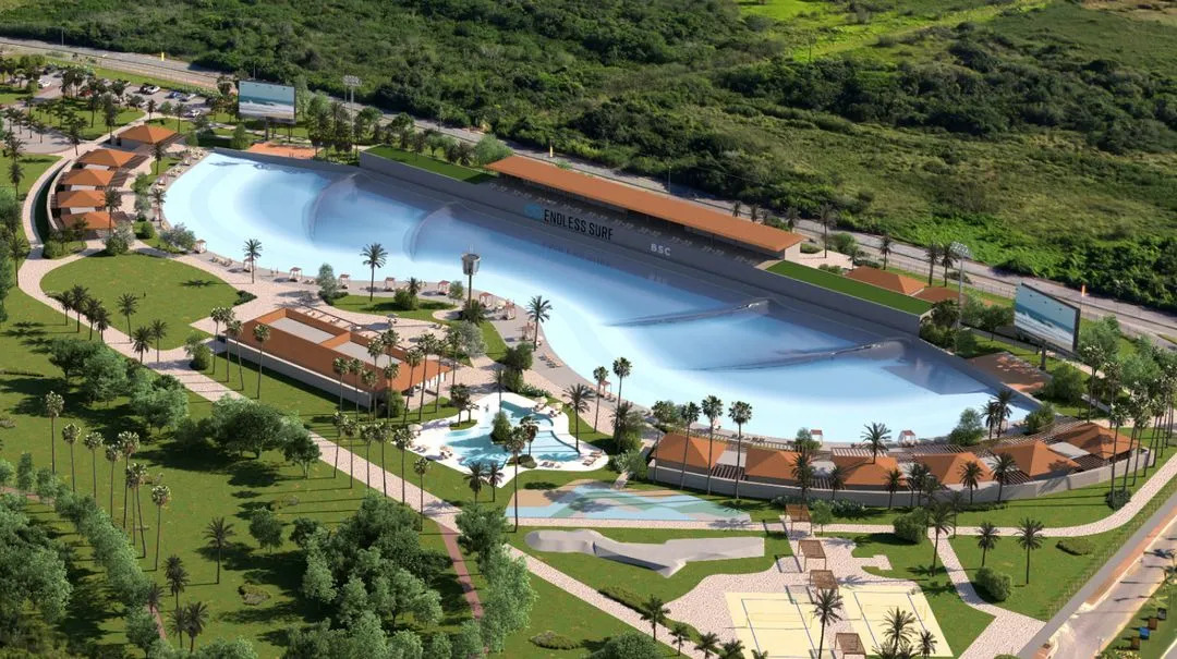 Rendering of the upcoming Brasil Surf Club, powered by Endless Surf technology, one of BSC's two announced surf parks